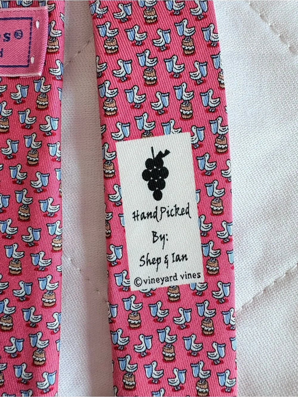 Vineyard Vines Martha Vineyards Pink Seagull Silk Tie